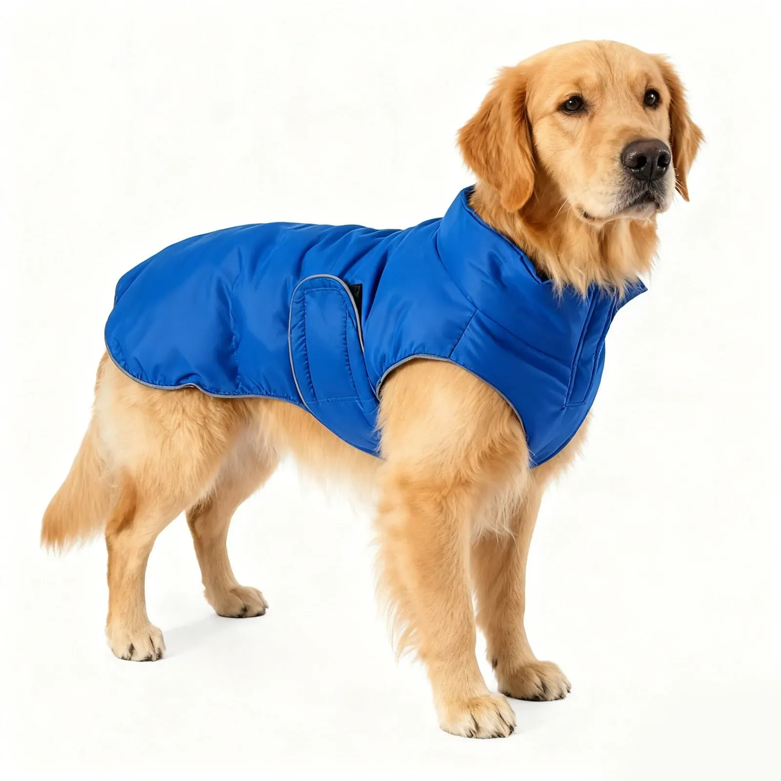 Adjustable Waterproof Dog Winter Coat with Turtleneck and Zipper, Blue, S (3-Pack)